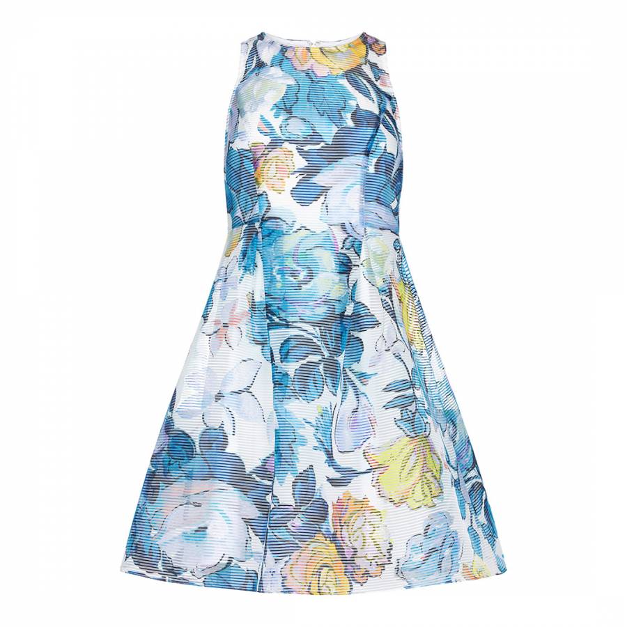 Blue/Multi Floral Print Dress - BrandAlley