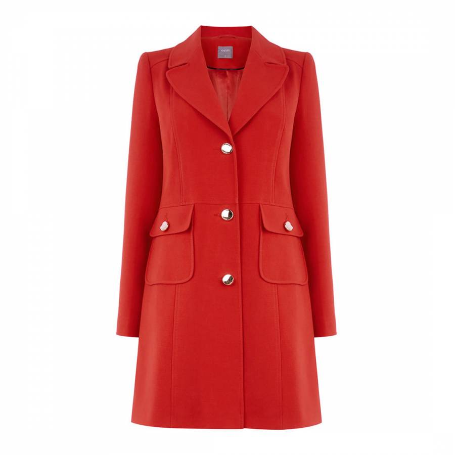 Mid Red Double Crepe Pocket Coat - BrandAlley