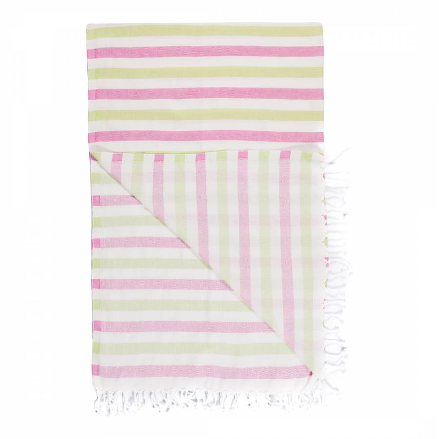 Stripes Hammam Towel, Pink/Green - BrandAlley