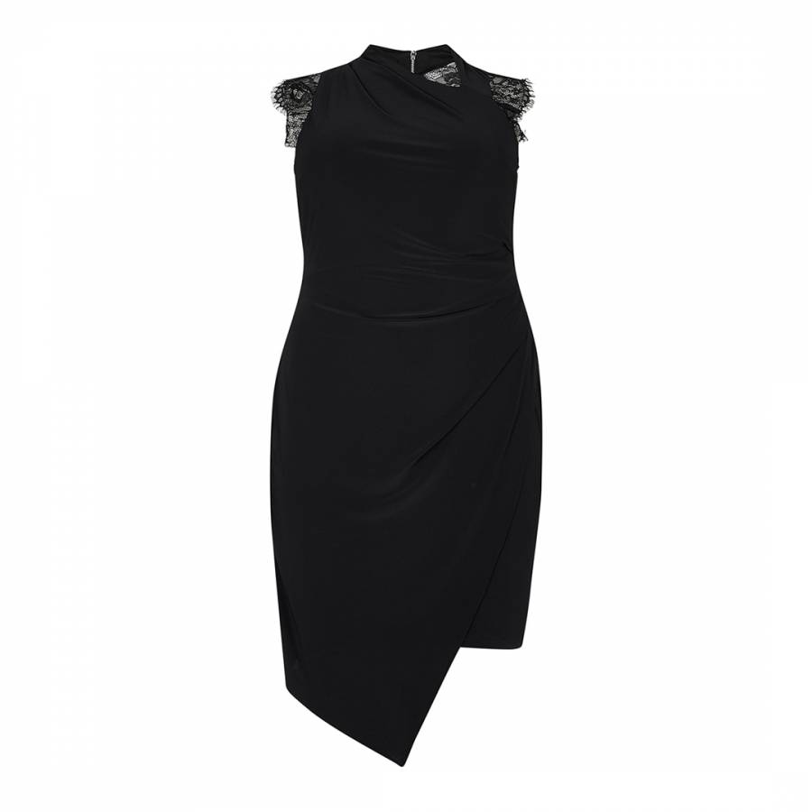 Black Evan Lace Jersey Curve Dress - BrandAlley