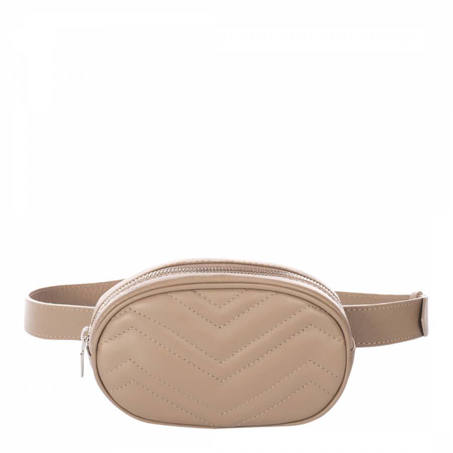 Taupe Quilted Chevron Belt Pouch - BrandAlley