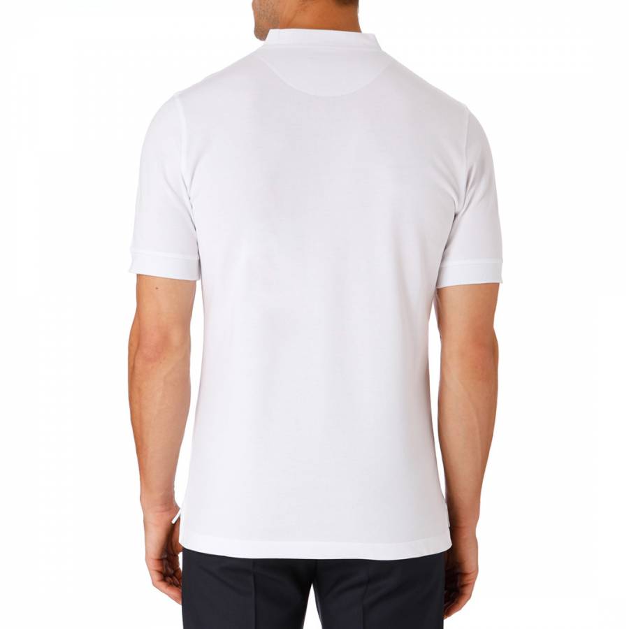 White Collarless Polo Shirt - BrandAlley