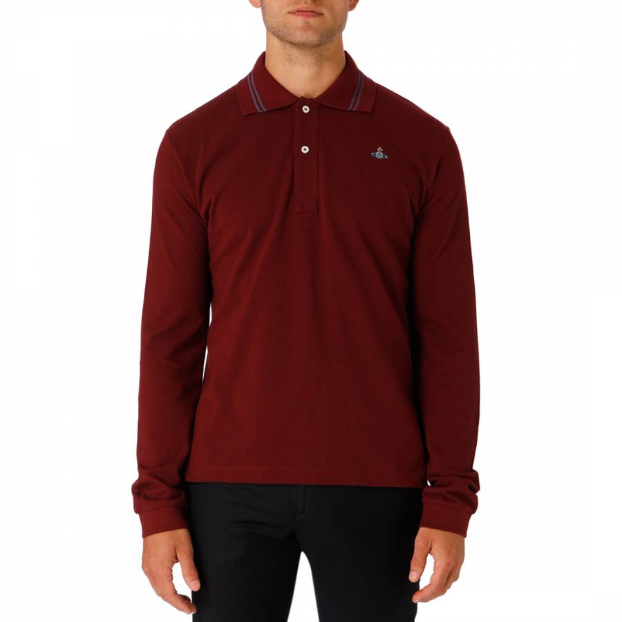 Burgundy Long Sleeve Polo Shirt - BrandAlley