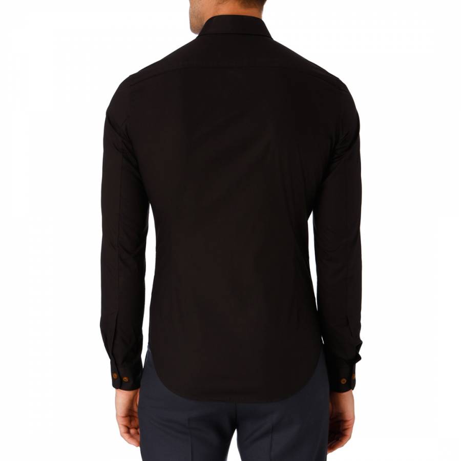 Black Embroidered Logo Slim Cotton Shirt - BrandAlley
