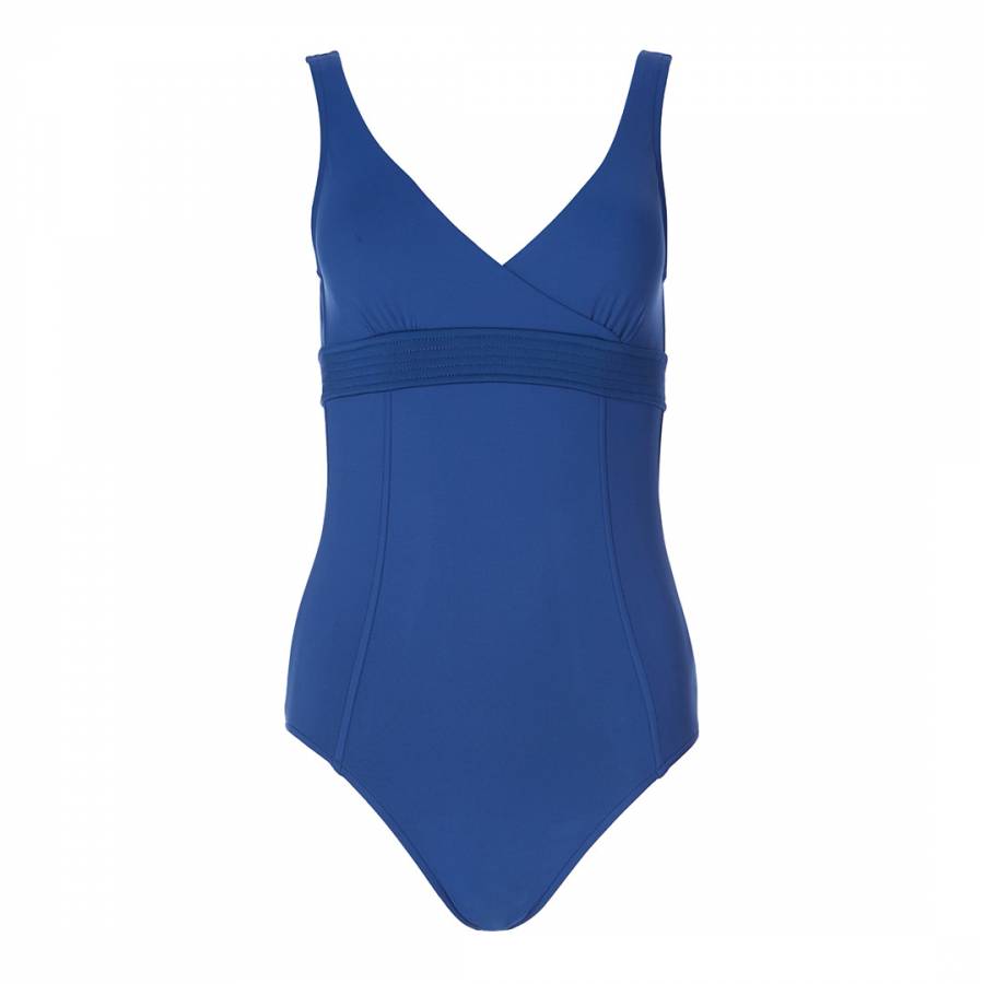 French Blue Wrap Front Maillot - BrandAlley