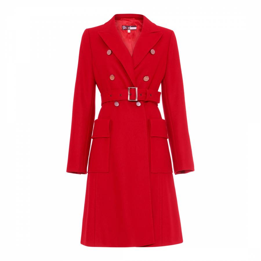 Red Roxi Belted Coat - BrandAlley