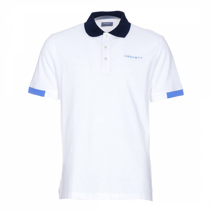 White Contrast Cotton Pique Polo Shirt - BrandAlley