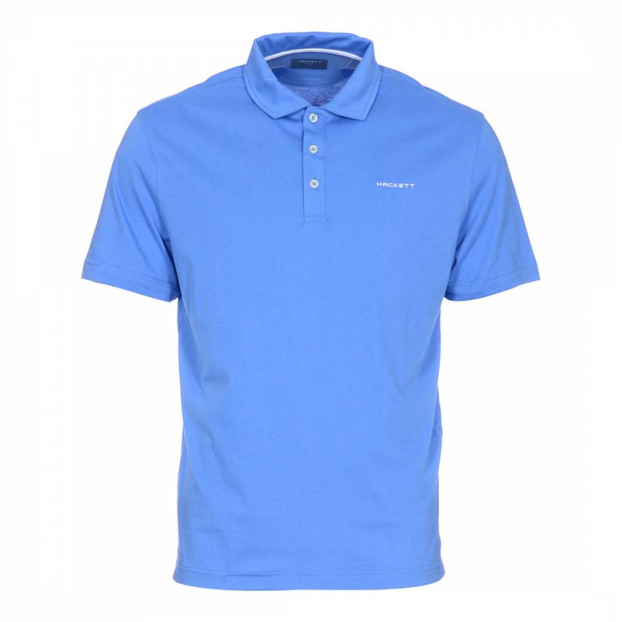 Sky Blue Washed Jersey Polo Shirt - BrandAlley