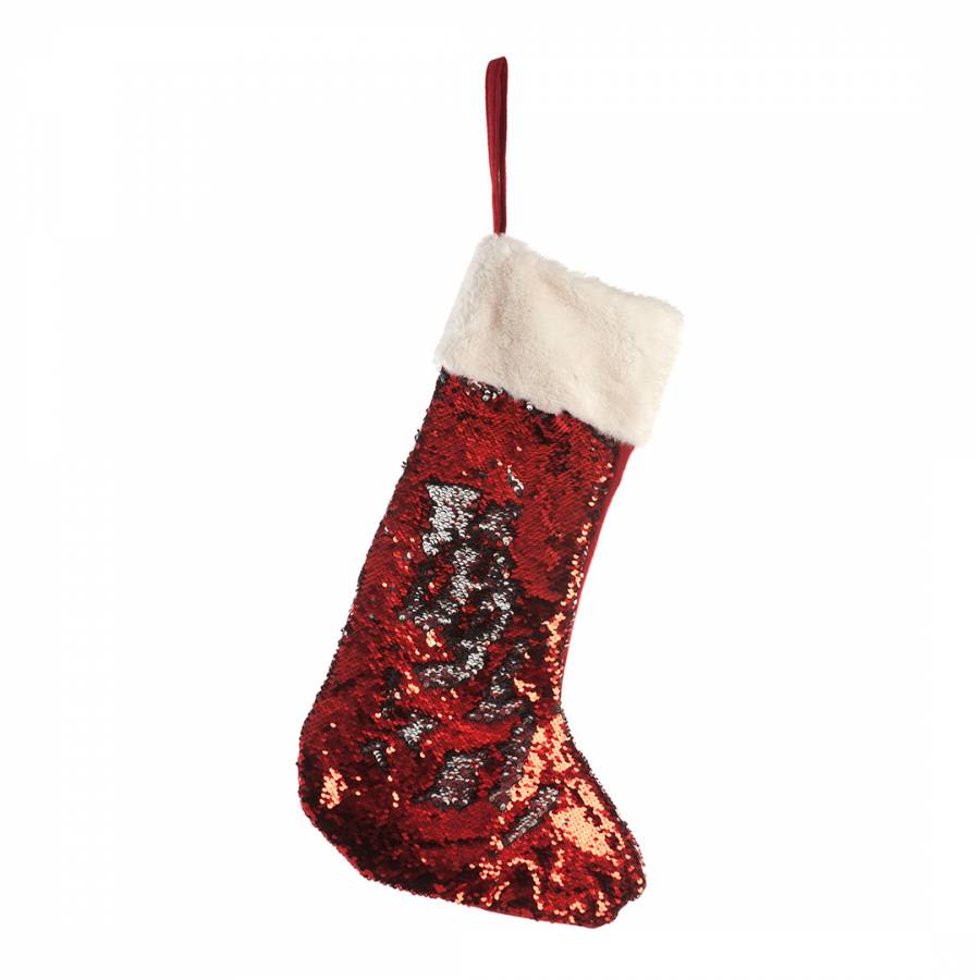 Red Stocking With Sequins 50cm - BrandAlley