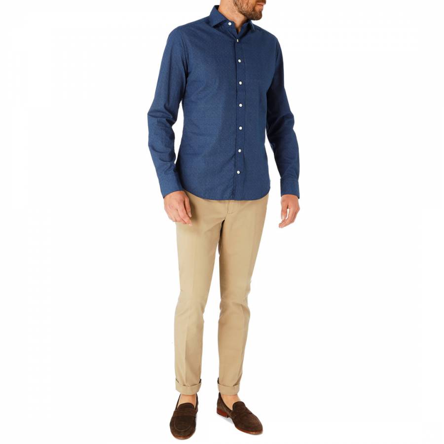 Blue Patterned Cotton Shirt - BrandAlley