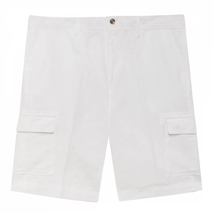 White Cargo Cotton/Linen Shorts - BrandAlley