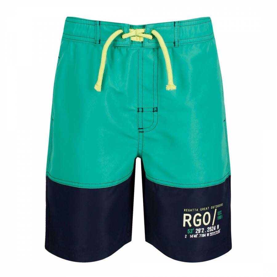 Boy's Jelly Green & Navy Shaul II Swim Shorts - BrandAlley