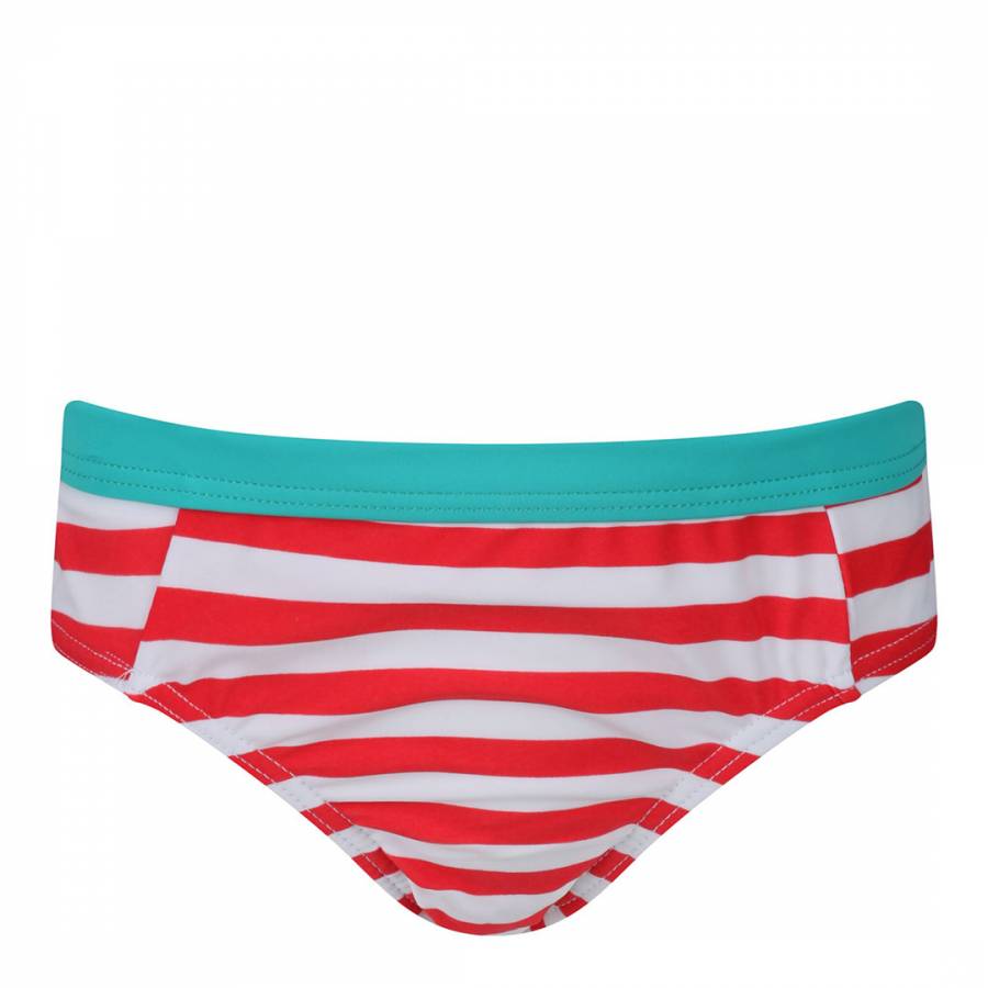 Girl's Coral & Turquoise Stripe Hosanna Swim Briefs - BrandAlley