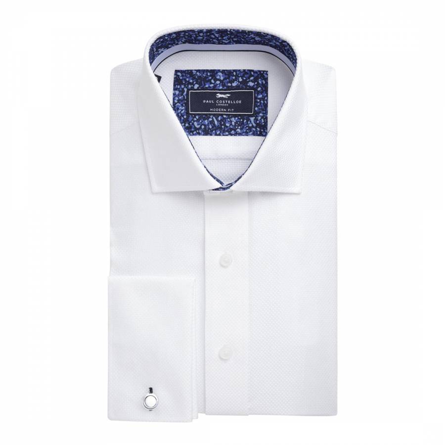 White Texture Modern Cotton Shirt - BrandAlley