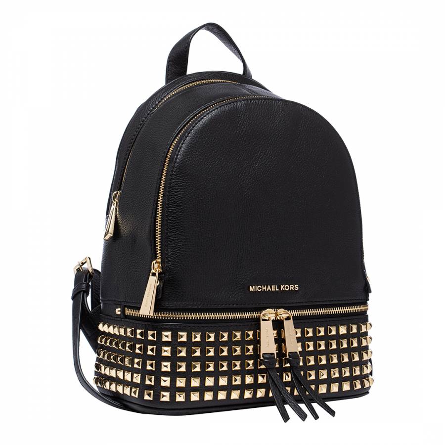 Black Rhea Medium Studded Leather Backpack - BrandAlley