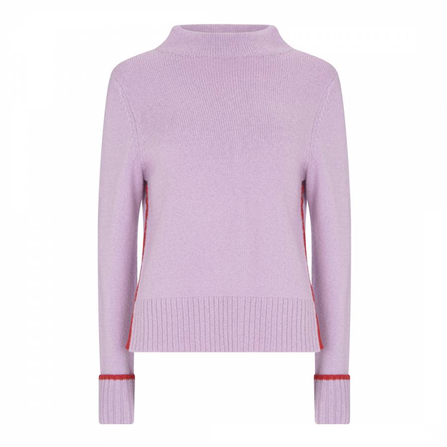 Lilac/Red Cotton Blend Tipped Jumper - BrandAlley