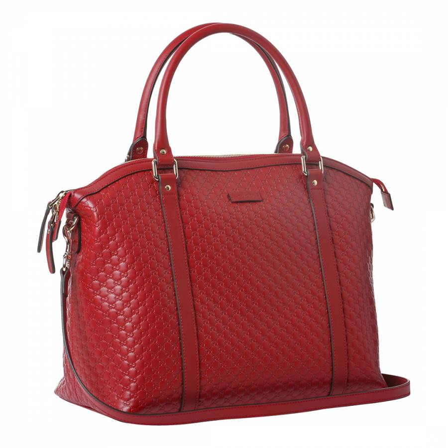 Deep Red Gucci Monogram Leather Tote Bag BrandAlley