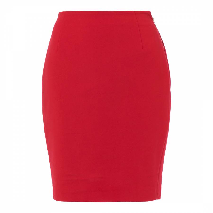 Red Glass Stretch Pencil Skirt - BrandAlley