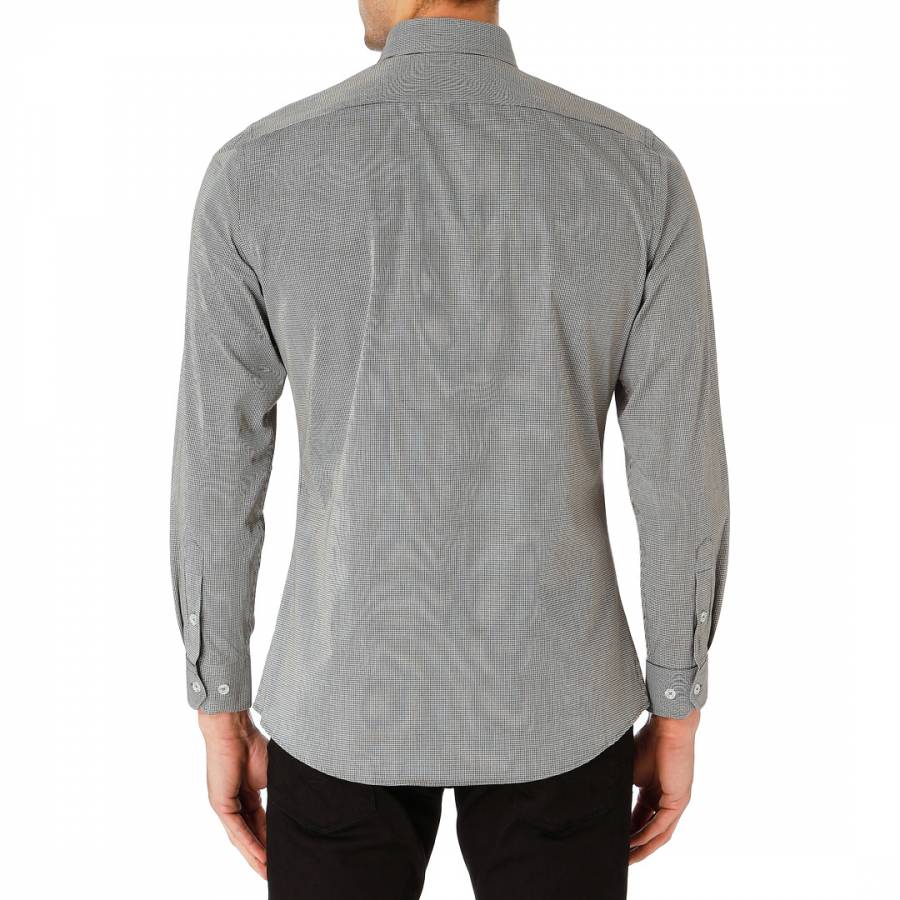 Grey Check Button Down Cotton Shirt - BrandAlley