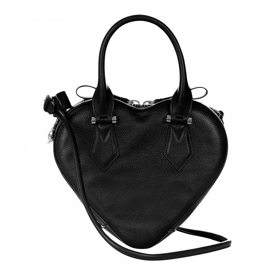 Anglomania Johanna Small Heart Leather Cross-body Bag In Black