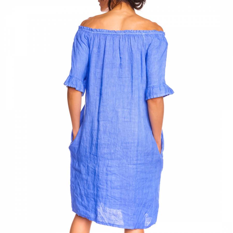 Blue Ines Linen Dress - BrandAlley