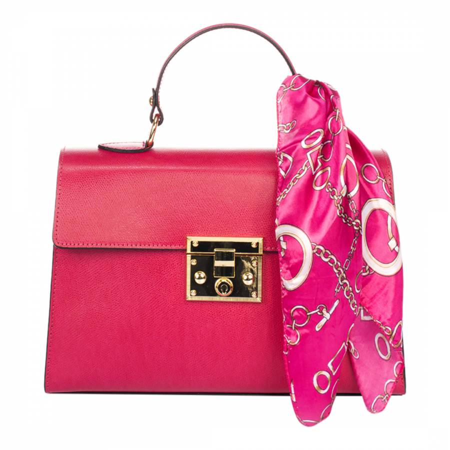 Fuchsia Pink Scarf Tie Top Handle Bag - BrandAlley