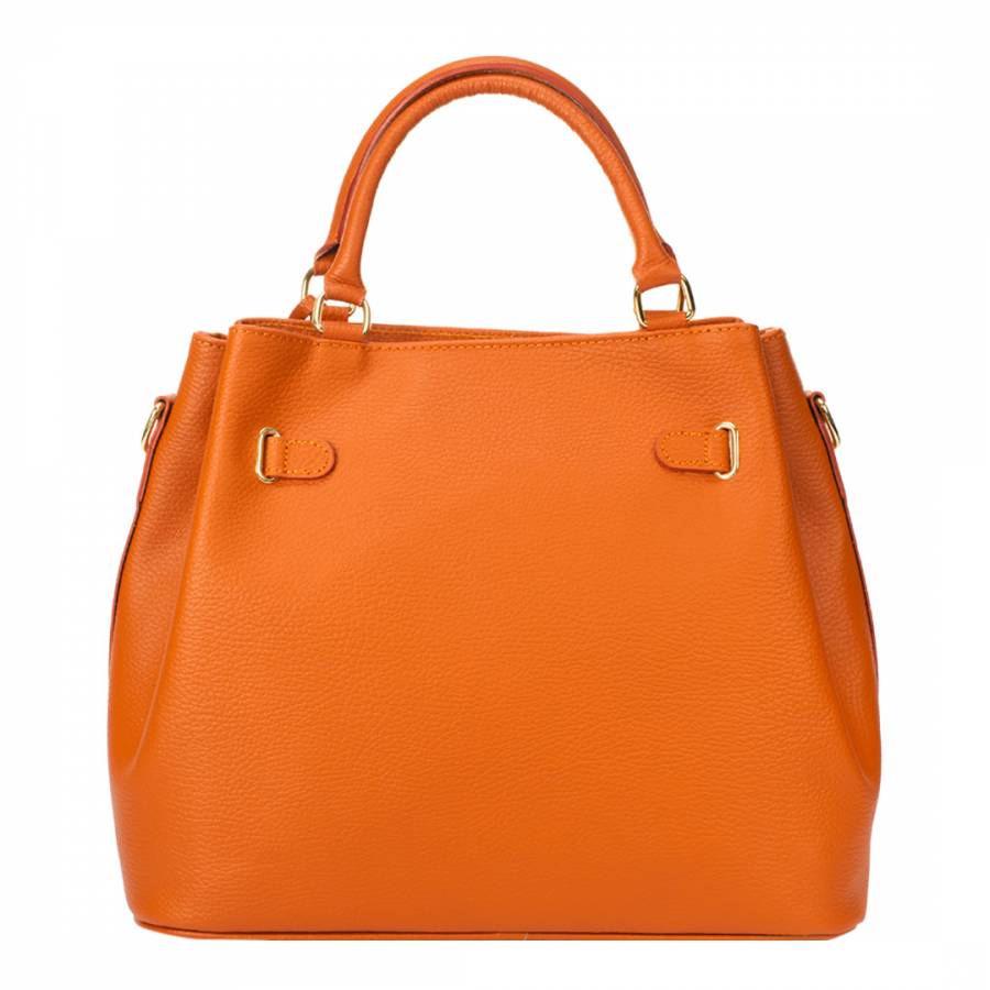 Tan Keyring Detail Leather Top Handle Bag - BrandAlley