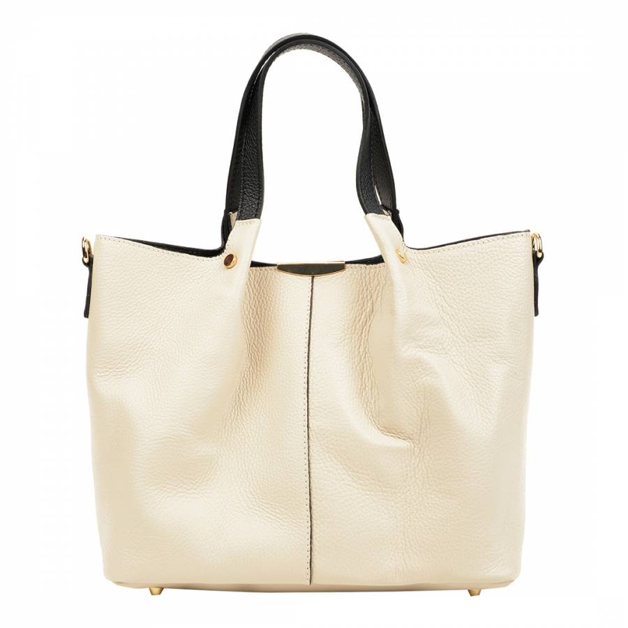 Beige Leather Handbag - BrandAlley