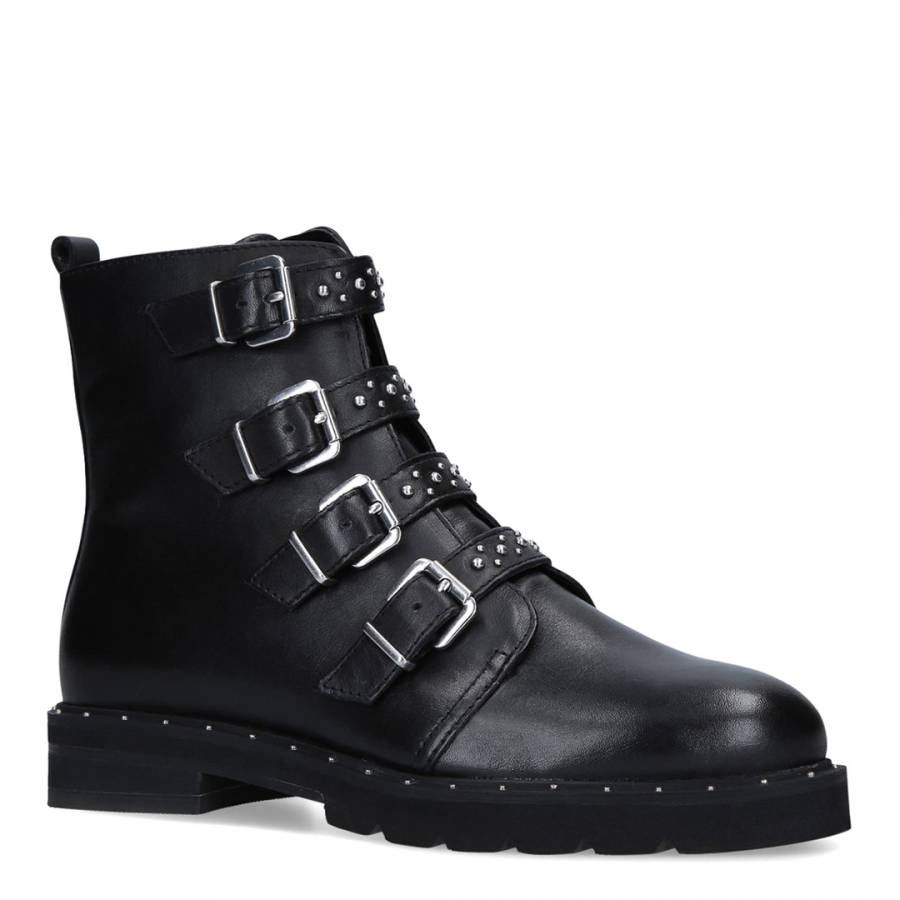 Black Stud Multi Strap Ankle Boots - BrandAlley