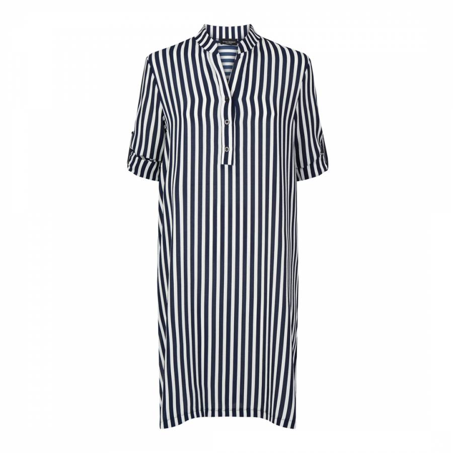 Navy/White Stripe Button Dress - BrandAlley