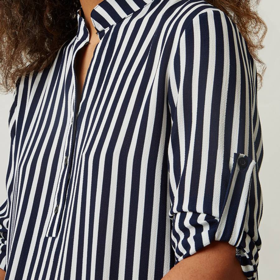 Navy/White Stripe Button Dress - BrandAlley