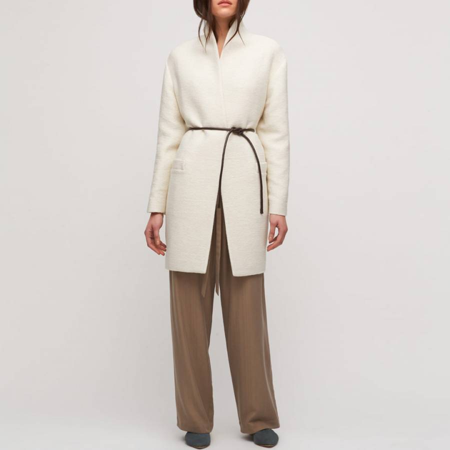 Ivory Belted Cocoon Coat - BrandAlley
