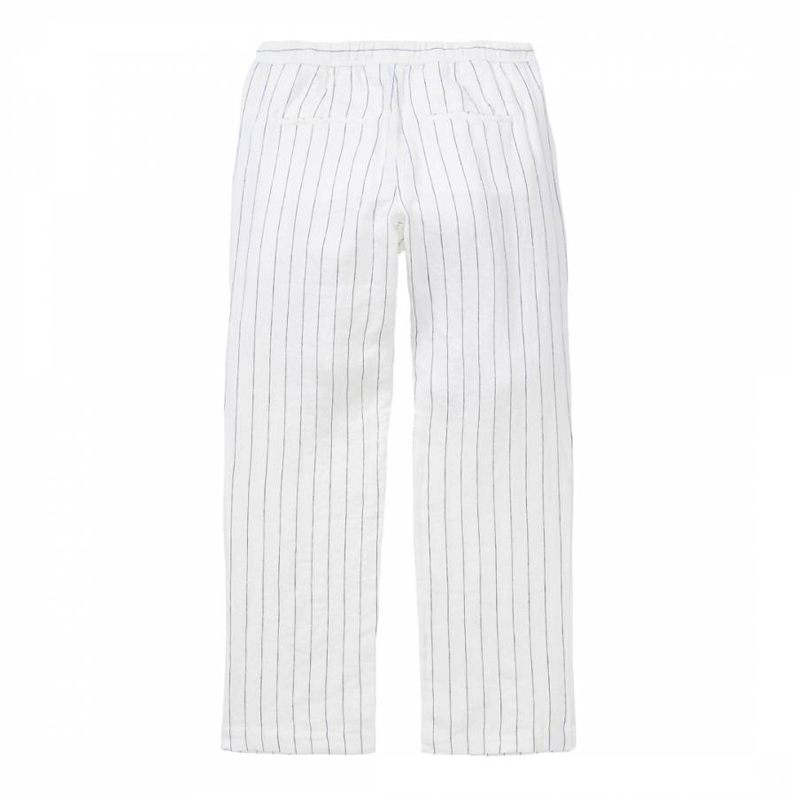 White Stripe Drawstring Linen Trousers - BrandAlley