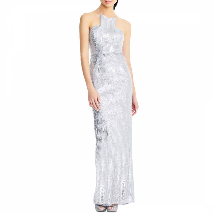 Silver Sequin Long Dress - BrandAlley