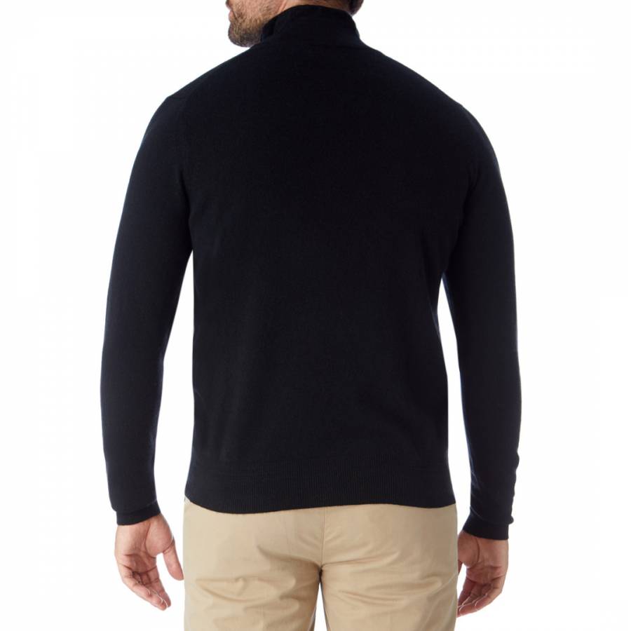 Black Cashmere Zip Neck Sweater - BrandAlley