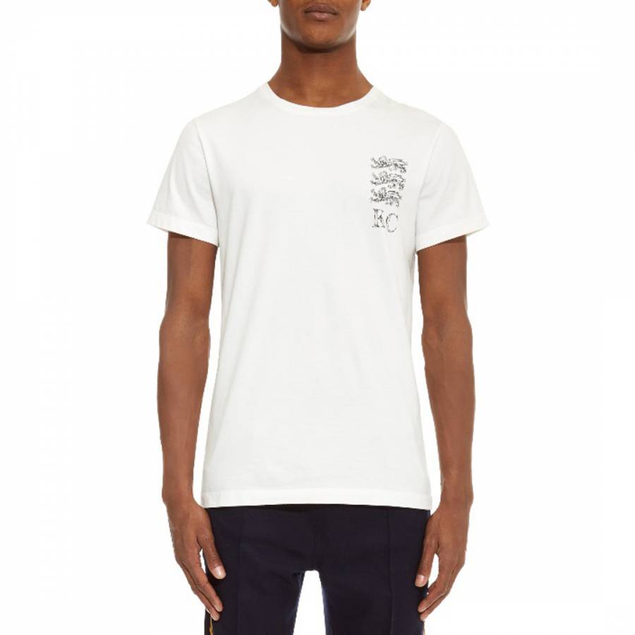 White Classic 3 Lions Stamp T-Shirt - BrandAlley
