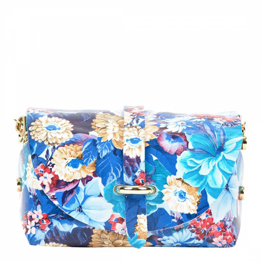 Blue Floral Woven Shoulder Bag - BrandAlley