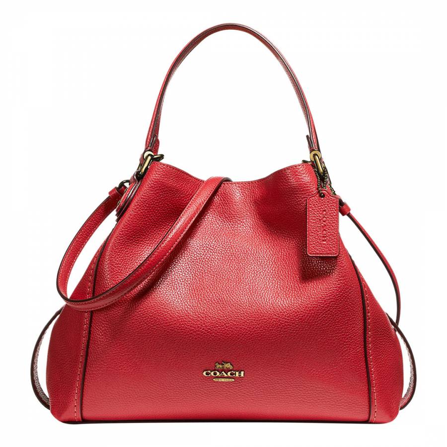 Red Pebble Leather Edie 28 Shoulder Bag - BrandAlley