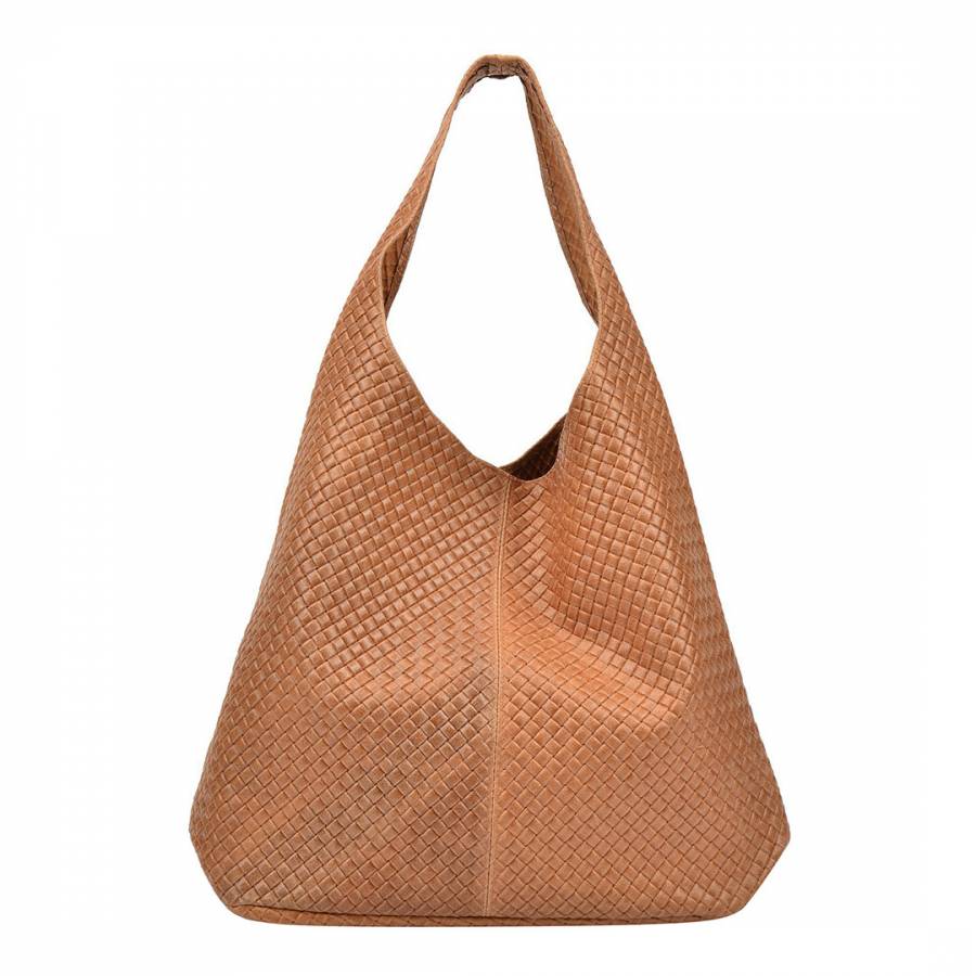 Cognac Woven Leather Shopper Bag - BrandAlley