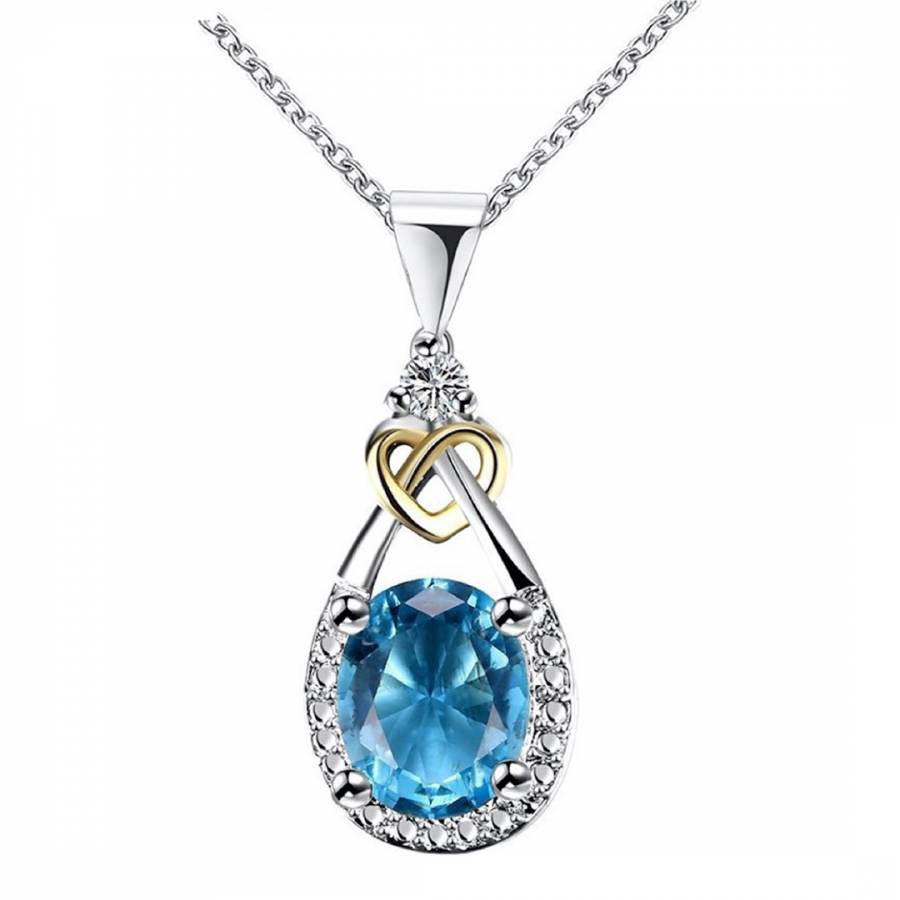 Silver Plated Sapphire Multicolor Necklace with Swarovski Crystals ...