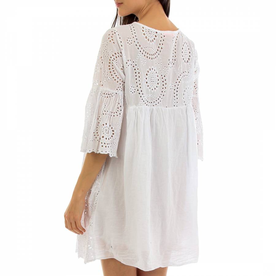 White Embroidered Cotton Tunic Dress - BrandAlley