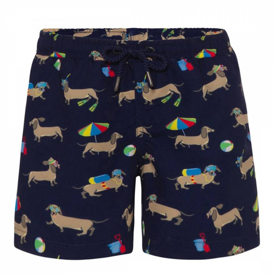 Boys Navy Sausage Dog Swim Shorts - BrandAlley