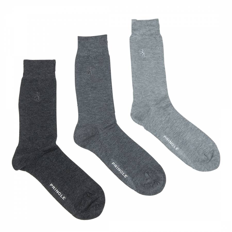 Black Label Grey Eckford Plain 3 Pack Bamboo Socks - BrandAlley