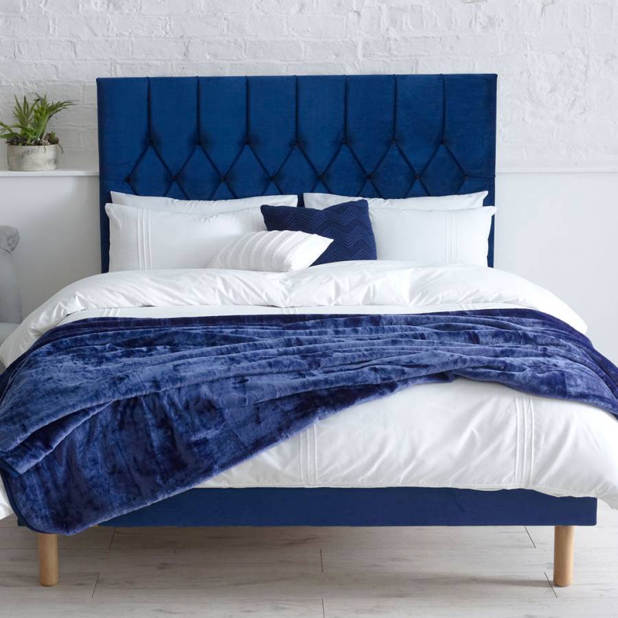Boutique Collection Velvet Bed Frame Small Double 4 Navy