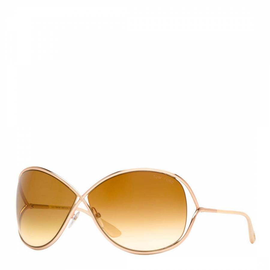 Womens Gold Tom Ford Round Oversized Sunglasses 68mm - BrandAlley