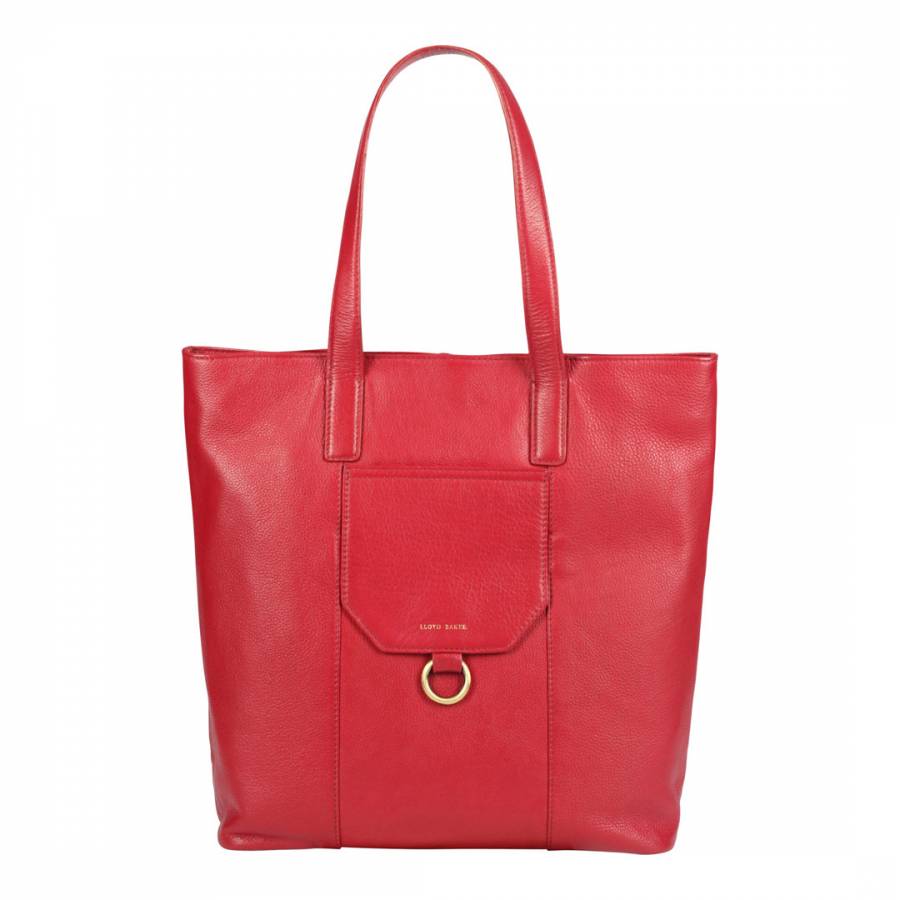 Red Leather Shoulder Tote - BrandAlley
