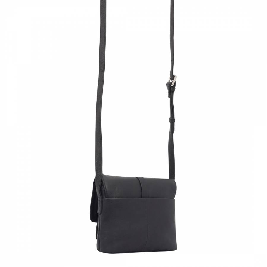 Black Leather Cross Body Bag - BrandAlley