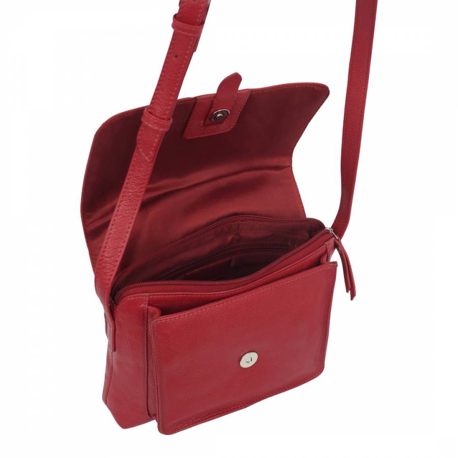 Red Leather Cross Body Bag - BrandAlley