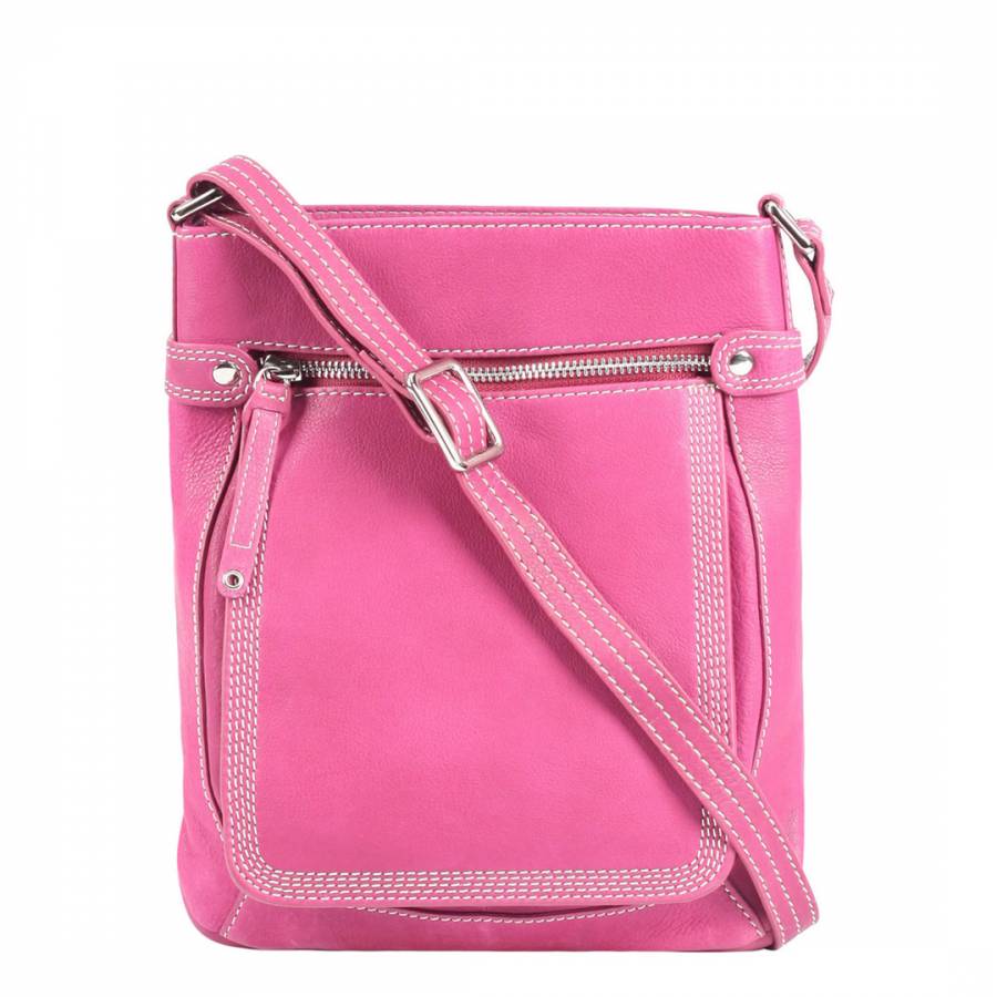 Pink Leather Cross Body Bag - BrandAlley