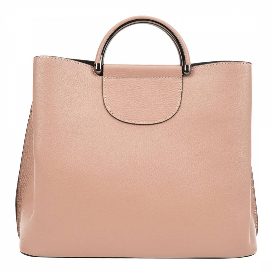 Blush Leather Top Handle Bag - BrandAlley
